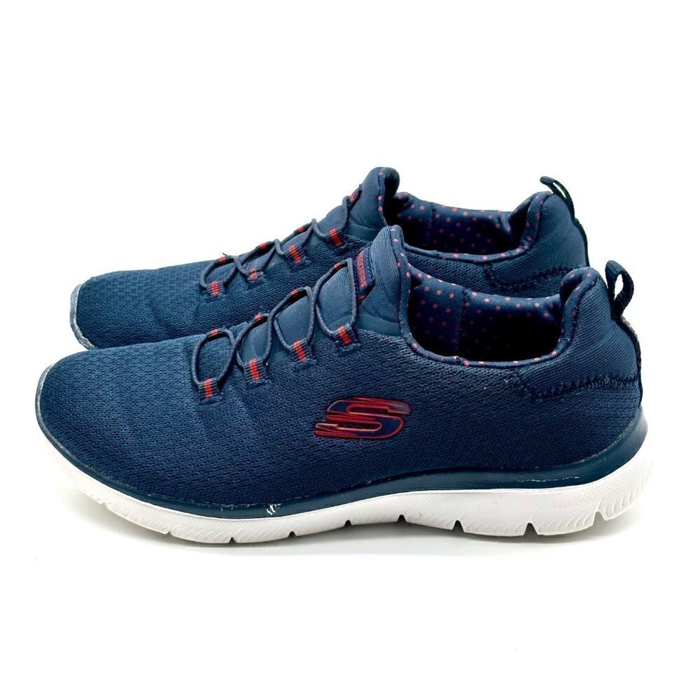 Skechers Summits Polka Dance Blue & Red Walking Sneakers Women's Size 7